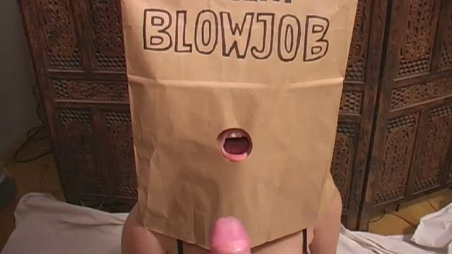 The 1st of my Baghead Videos! Homemade Blowjob &amp;amp; Cum Swallowing